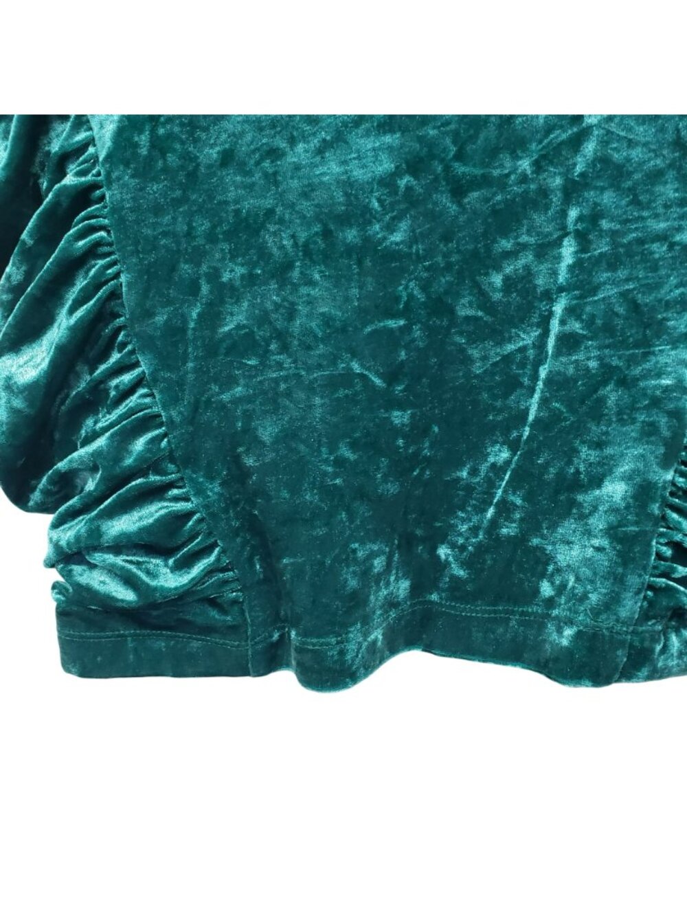 Vintage Style Bisou Bisou 90s Crushed Velvet Emerald Green Ruched Pencil Skirt M - Picture 8 of 11